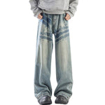 3D Crinkle Tie-Dye Wide-Leg Denim Jeans