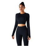 Thumb Holes Cropped Long-Sleeve Shirt