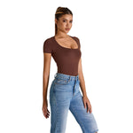 Square-Neck Quick-Dry Slim-Fit Tee