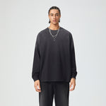 Camiseta de manga larga con lavado a la piedra y cuello redondo