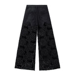 Patchwork Floral-Embroidered Sequined Bootcut Jeans