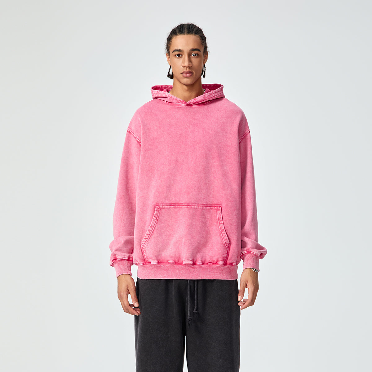 Sweat à capuche délavé avec poche kangourou