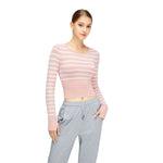 Cropped Striped Long-Sleeve Top