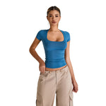 Square-Neck Quick-Dry Slim-Fit Tee