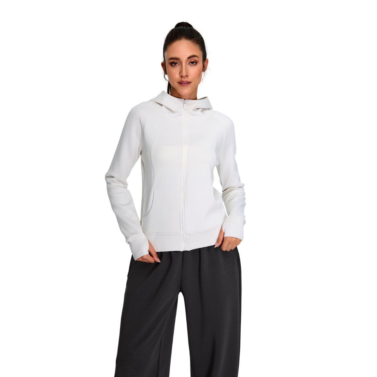 Solid Color Relaxed Fit Full-Zip Hoodie