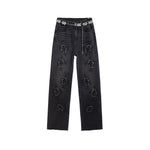 Pearl-Beaded & Rhinestones-Transferred Embroidered Jeans