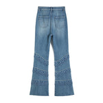 Pearl-Embellished Embroidered Patchwork Cut-Out Jeans