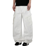 White Barrel-Leg Utility Cargo Pants