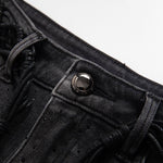 Embroidered & Rhinestone-Transferred Denim Skirt