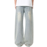 Vintage-Wash Wide-Leg Denim Pants