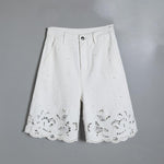 Pearl-Embellished Asymmetric Cut-Out Shorts