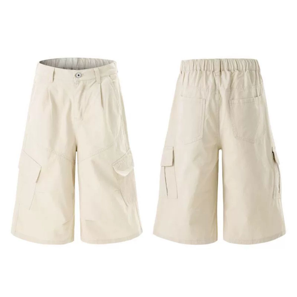 Solid Cargo Wide Leg Cropped Pants