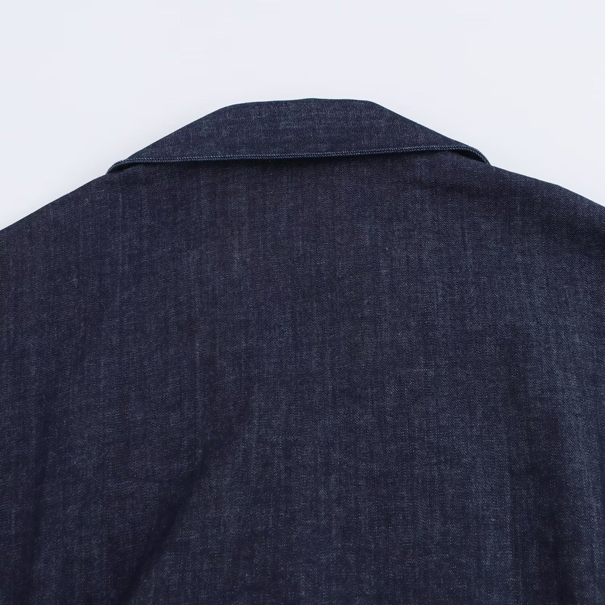 Short-Sleeve Button-Front Denim Midi Dress