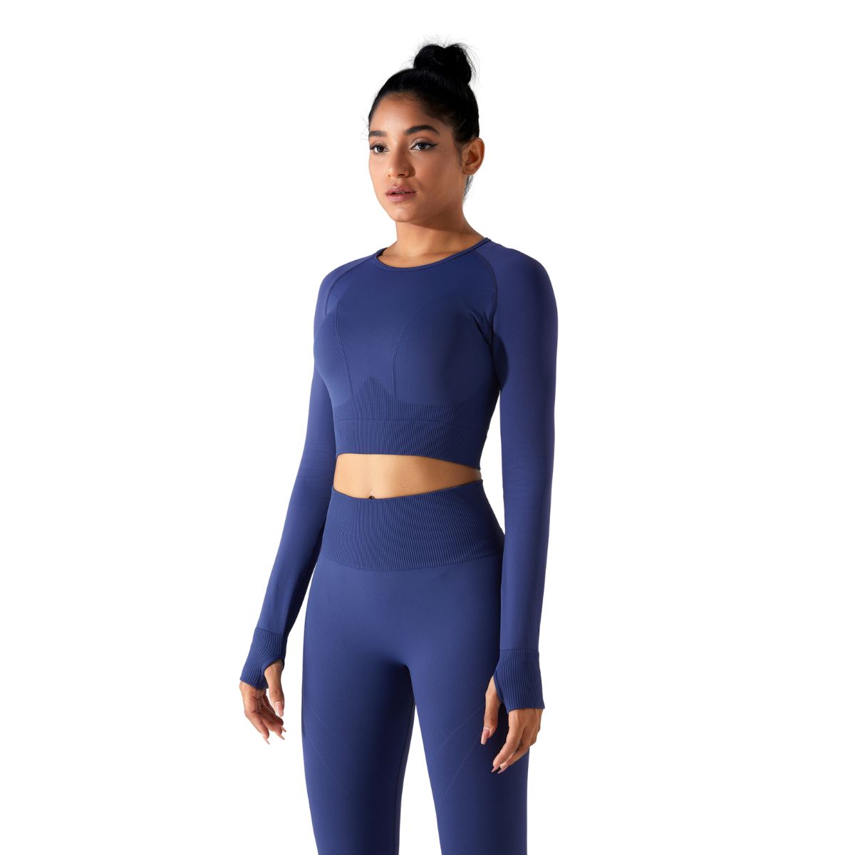 Thumb Holes Cropped Long-Sleeve Shirt