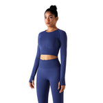 Thumb Holes Cropped Long-Sleeve Shirt