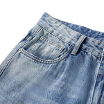 Distressed Hem Straight-Leg Ripped Jeans