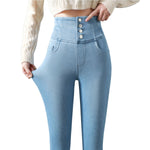 High-Waisted Button-Front Skinny Jeggings