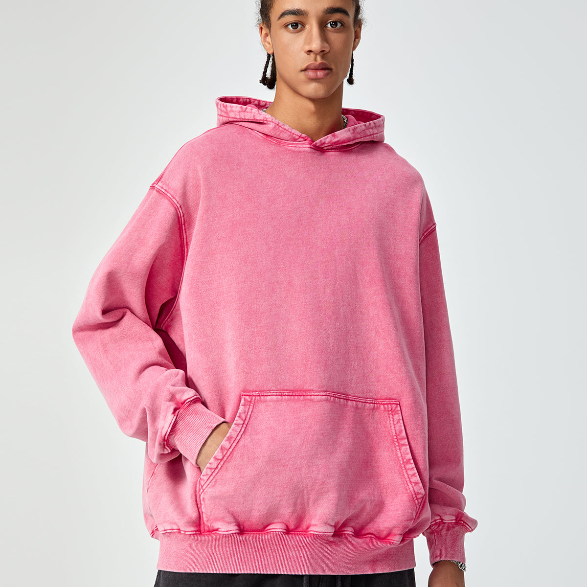 Sweat à capuche délavé avec poche kangourou