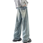 3D Crinkle Tie-Dye Wide-Leg Denim Jeans