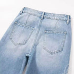 Lightweight Embroidered Cut-Out Bootcut Jeans