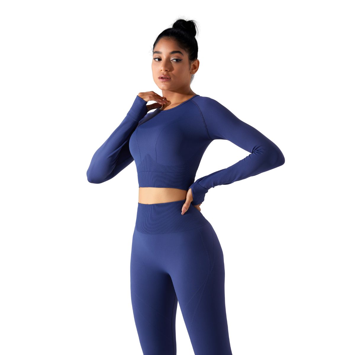 Thumb Holes Cropped Long-Sleeve Shirt