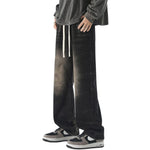 Drawstring Waist Vintage Washed Denim Jeans