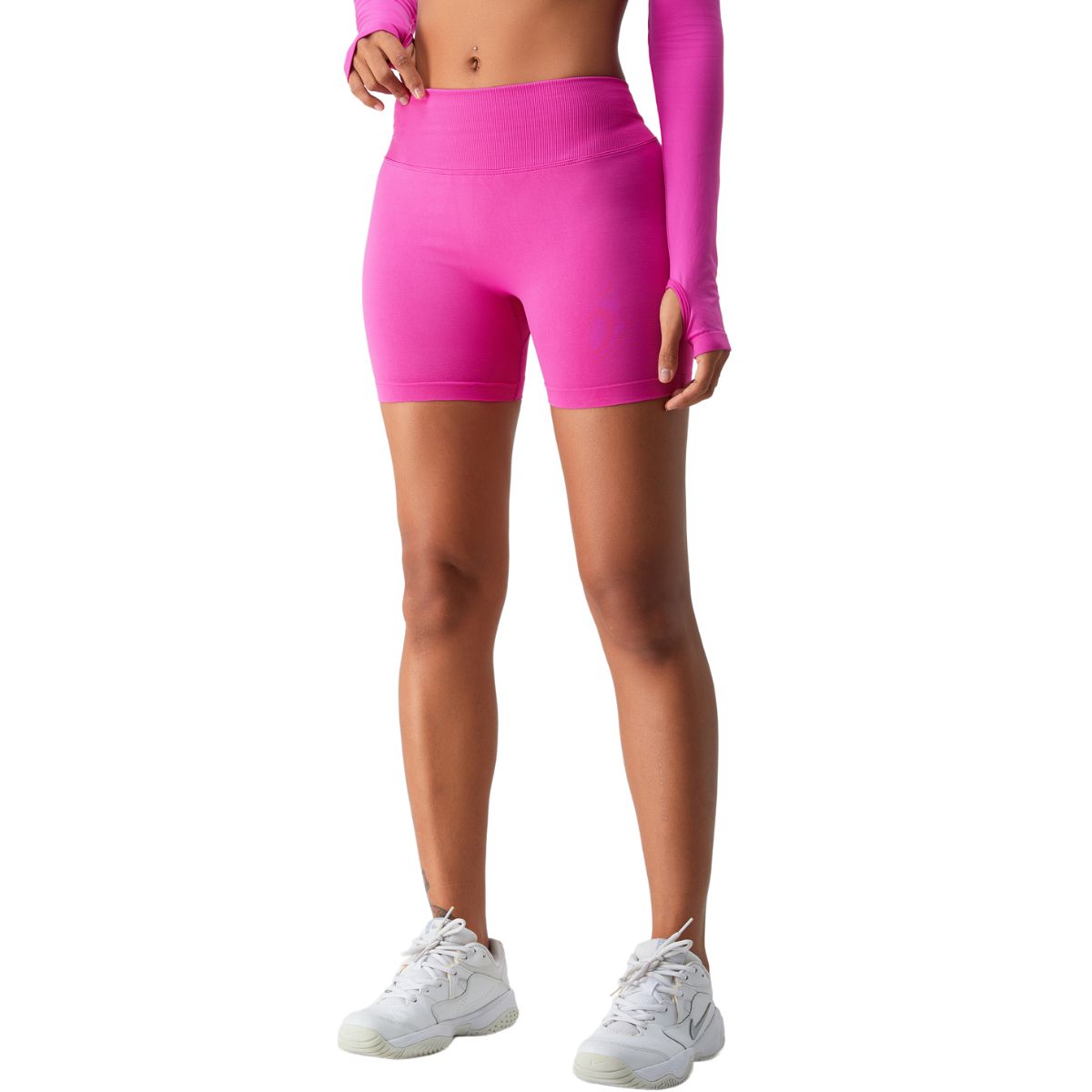 Solid Color V Waist Yoga Shorts