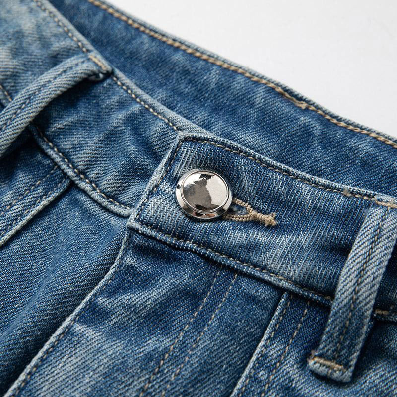 Pearl-Embellished Embroidered Patchwork Cut-Out Jeans