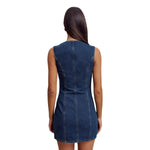 Sleeveless Button-Front Fitted Denim Minidress