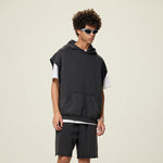 Raw Edge Sleeveless Boxy Hoodie