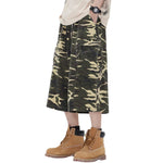 Cargo Camouflage Wide-Leg Cropped Pants
