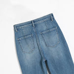 Pearl-Embellished Embroidered Patchwork Cut-Out Jeans