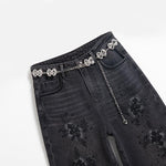 Pearl-Beaded & Rhinestones-Transferred Embroidered Jeans