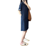 Loose Fit Rolled-Up Sleeve Denim Dress