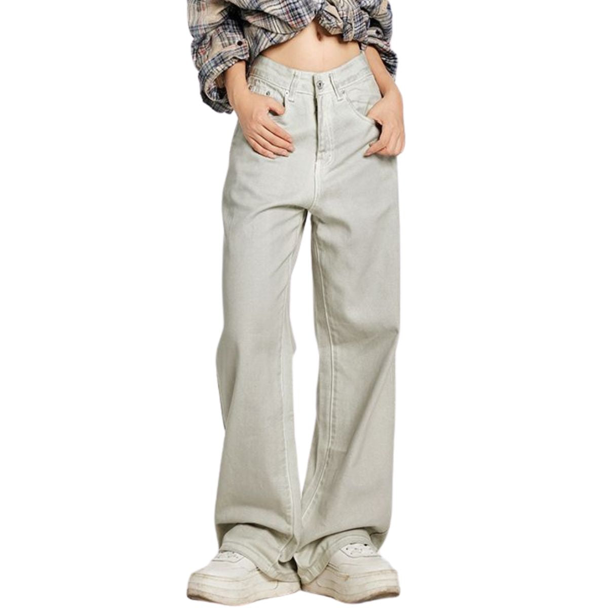 Distressed Dirty White Denim Jeans