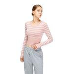 Cropped Striped Long-Sleeve Top