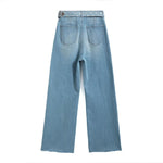 Wide-Leg Rhinestone & Embroidered Cut-Out Jeans