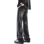 Relaxed Fit Whisker Ripped Denim Jeans