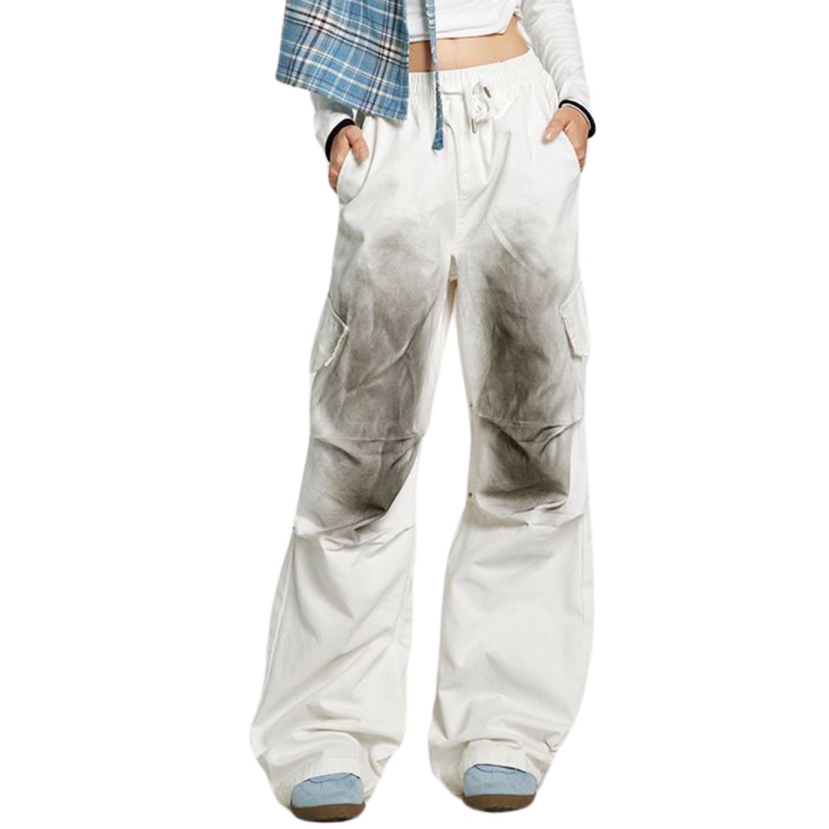 Paint-Splattered Cotton Cargo Pants