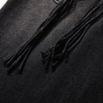 Raw-Edge Hem Heavily Embroidered Denim Skirt