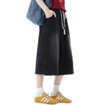 Cropped Wide-Leg Washed Denim Pants