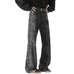 Snake Print Relaxed Fit Denim Trousers