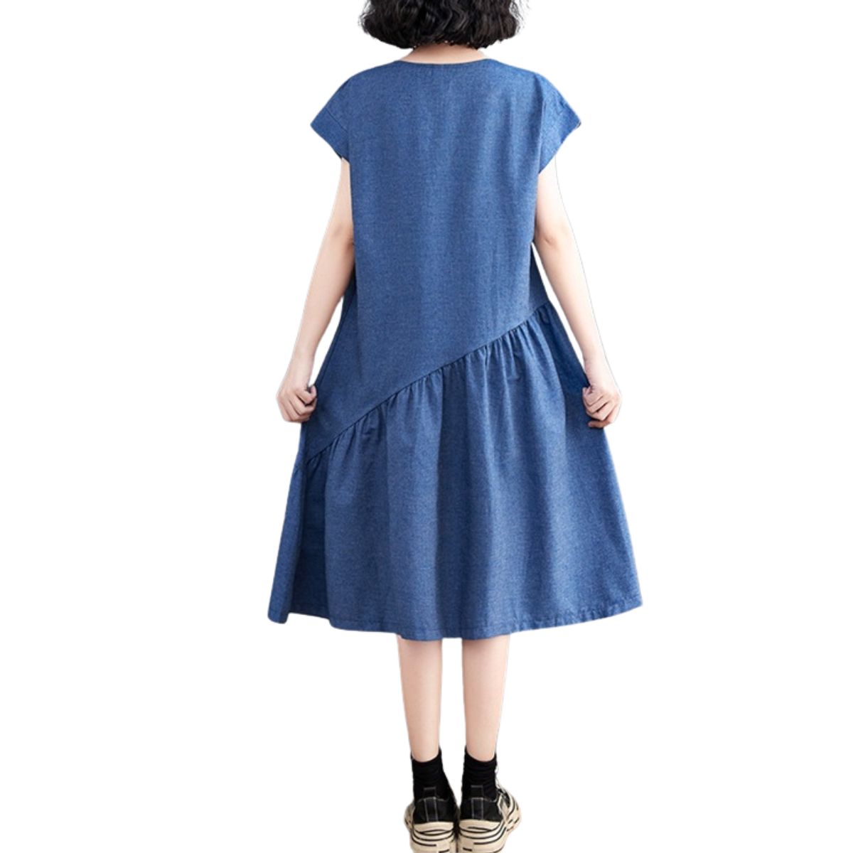 Cap Sleeve Oversized Denim Midi Dress