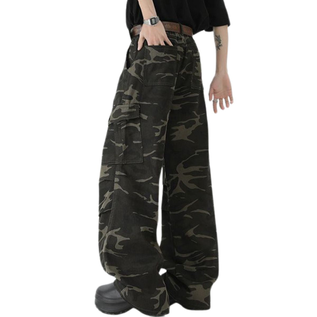 Relaxed Fit Military Camouflage Utility Pants