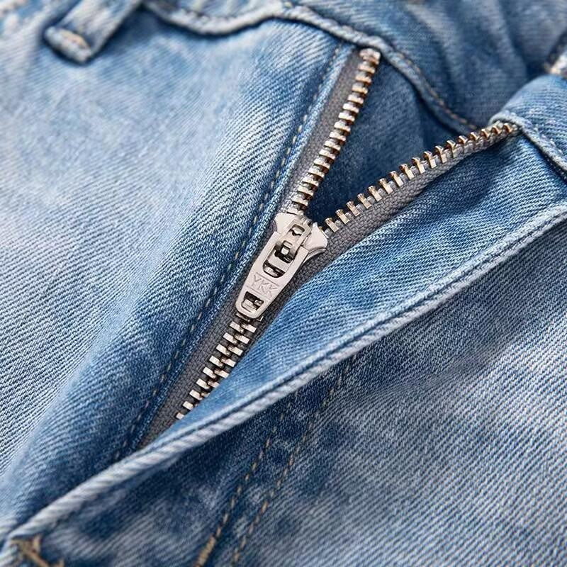 Lightweight Embroidered Cut-Out Bootcut Jeans