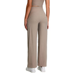 High-Waisted Solid Color Wide-Leg Yoga Pants