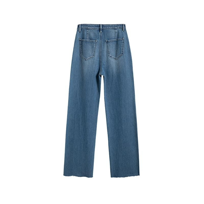 Floral Embroidered Cut-Out Baggy Jeans