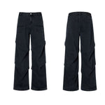 Side-Pleated Oversized Denim Jeans