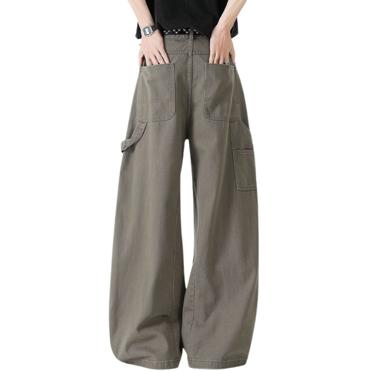 Barrel-Leg Cotton Utility Trousers