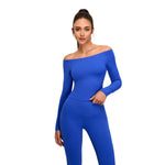 Boat Neck Seamless Long-Sleeve Tee